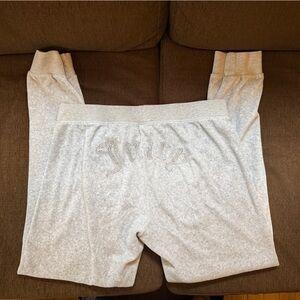 Juicy Couture Black Label Light Gray Velour Joggers w/ Rhinestone Logo